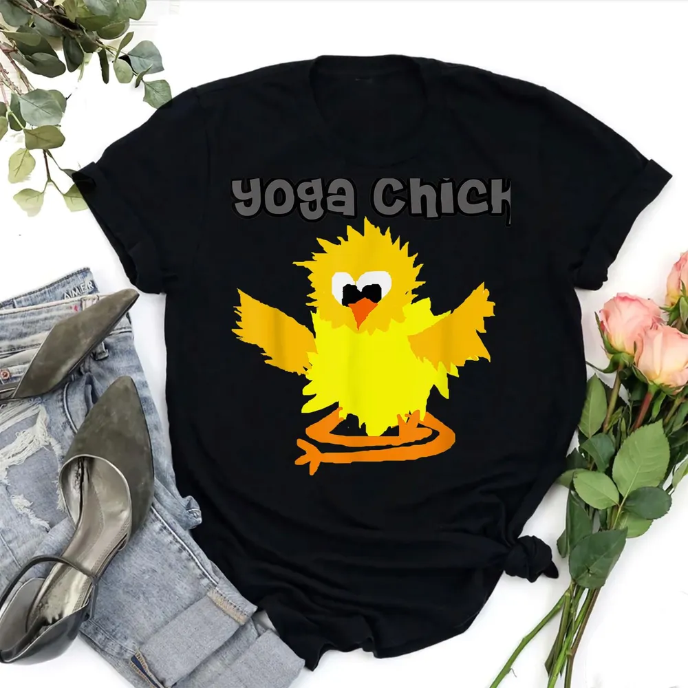 Smileteesfunny Funny Yoga Chick Chicken doing Yoga Lotus T-Shirt Unisex Standard T-Shirt black s