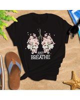 Just A Breathe Yoga Inhale Exhale Nature Lung Floral T-Shirt Unisex Standard T-Shirt black s