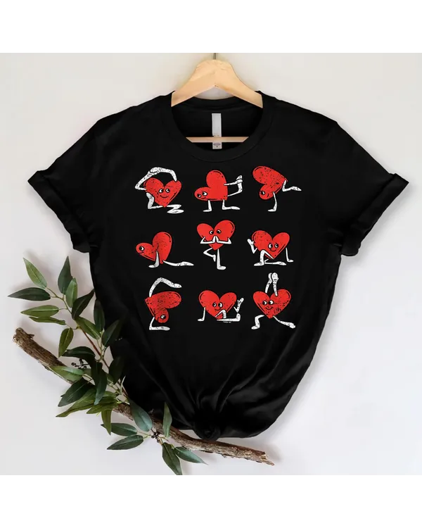 Heart Yoga Pose Valentines Day Funny Zen Workout T Shirt
